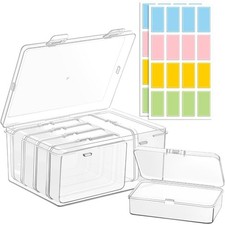 Large Plastic Storage Boxes with Hinged Lids, 6 Clear Organizer Containers for