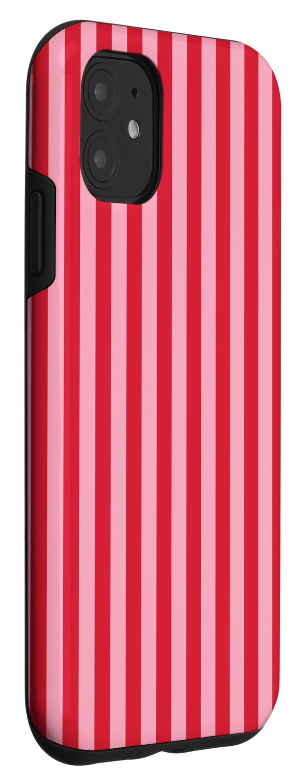 Coque à rayures roses et rouges pour iPhone 15 en silicone chic