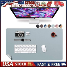 Leather 36" x 17" Desk Pad Protector Mouse Office Mat Non-Slip PU Leather L/Blue