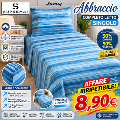 Bettwäsche komplett Einzelbett SUPREMA Umarmung Polycotton Motiv sortiert