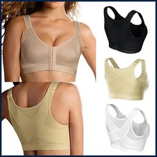 Women Front Closure Posture Corrector Push Up Sports Bra Cross Back S-5XL