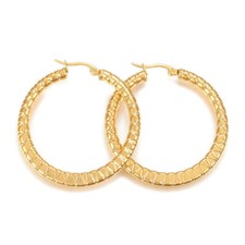 304 Stainless Steel Hoop Earrings Gold 44x43x4mm Pin 1x0.8mm  P589