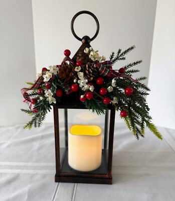 New Vintage Handmade LED Lantern Christmas Black over Copper