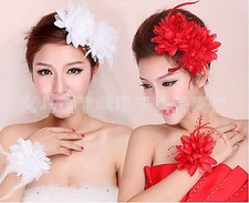 1Peice Girls Women Wedding Dance Jazz Bridal Clip Flower feather Hair band Pin