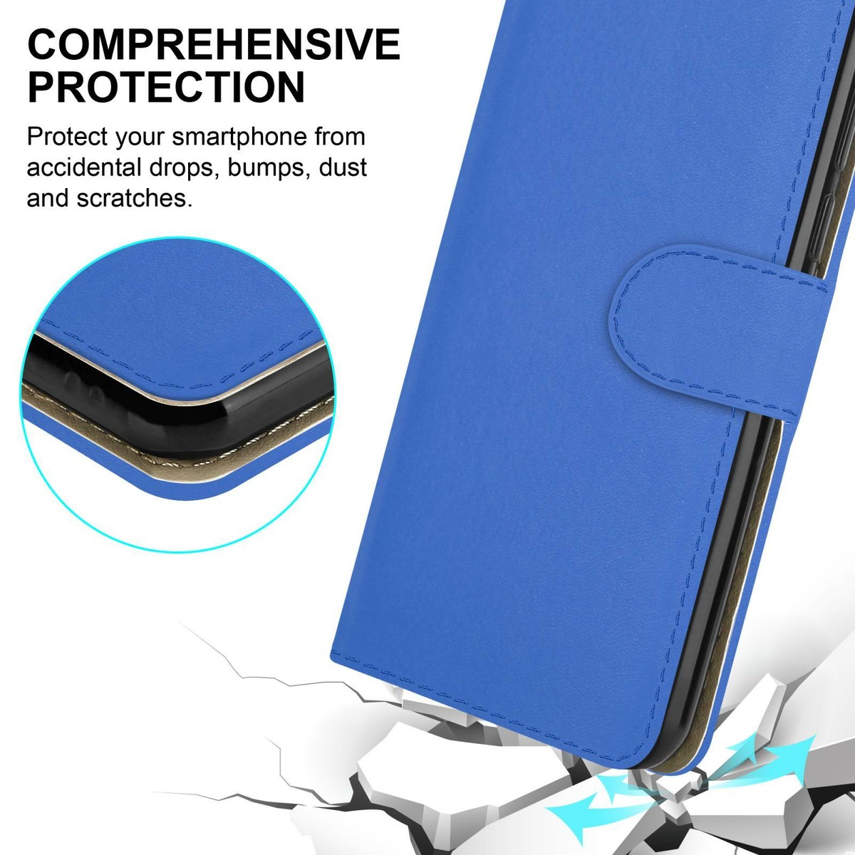 Per Realme 8 4G Custodia, Flip Pelle Libro Portafoglio Stand Phone Cover + Vetro