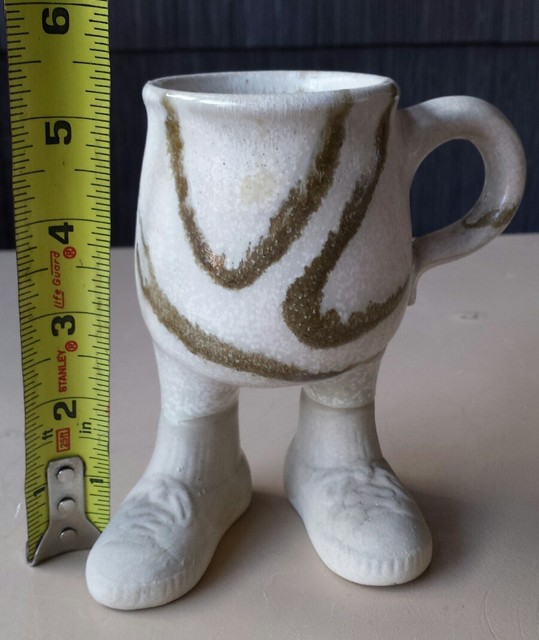 Vintage Clay Pottery Ceramic Mug With Feet Footed 5" Coffee Mug Cup 3D eBay