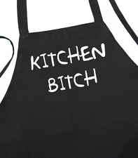 Kitchen Bitch Funny Black Apron, Humorous Chef Aprons, Novelty Cooking Aprons