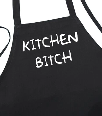 COOLAPRONS Kitchen Bitch Funny Black Apron, Humorous Chef Aprons, Novelty Cooking Aprons