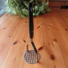Stainless Steel Potato Masher USA Black Handle Vintage 9.75" Unbranded