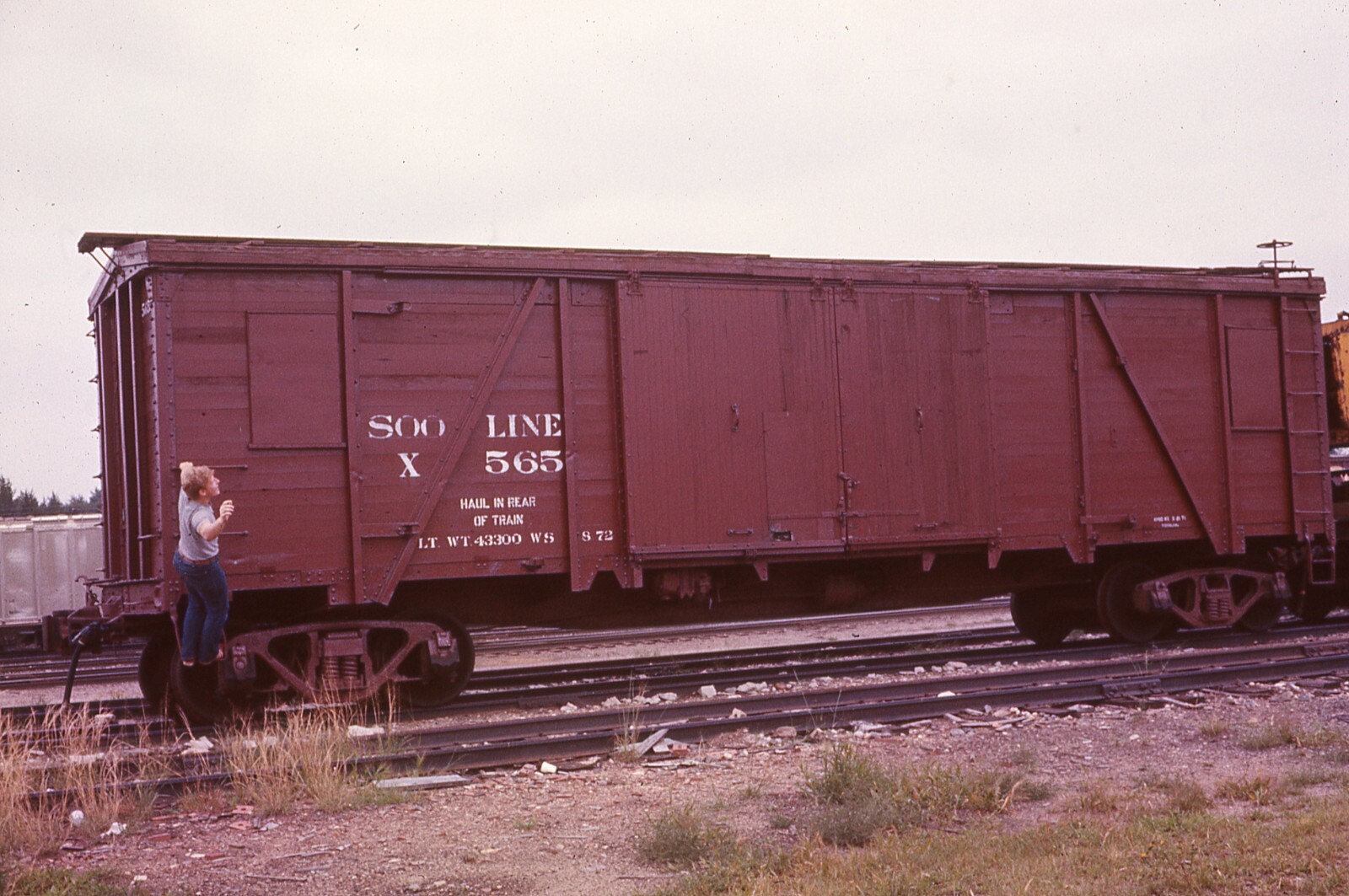 C Orig Slides (6) SOO LINE Vintage MofW Freight Cars Stevens Point WI