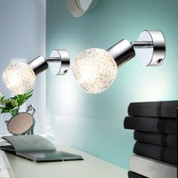 Wandlampe Wandleuchte Spotlampe Verstellbar Chrom Glas Leseleuchte Weiß 2Er Set