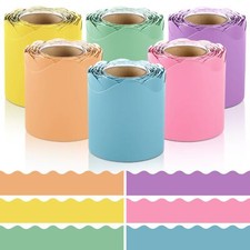 6 Rolls 198ft Bulletin Board Border Pastel Scalloped Classroom Decor Roll