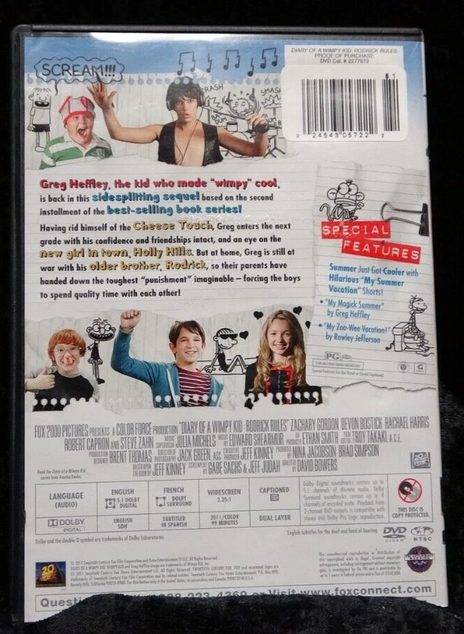 Diary of a Wimpy Kid📀 Rodrick Rules - Comedy Zachary Gordon Devon Bostick DVD - Image 2 of 3