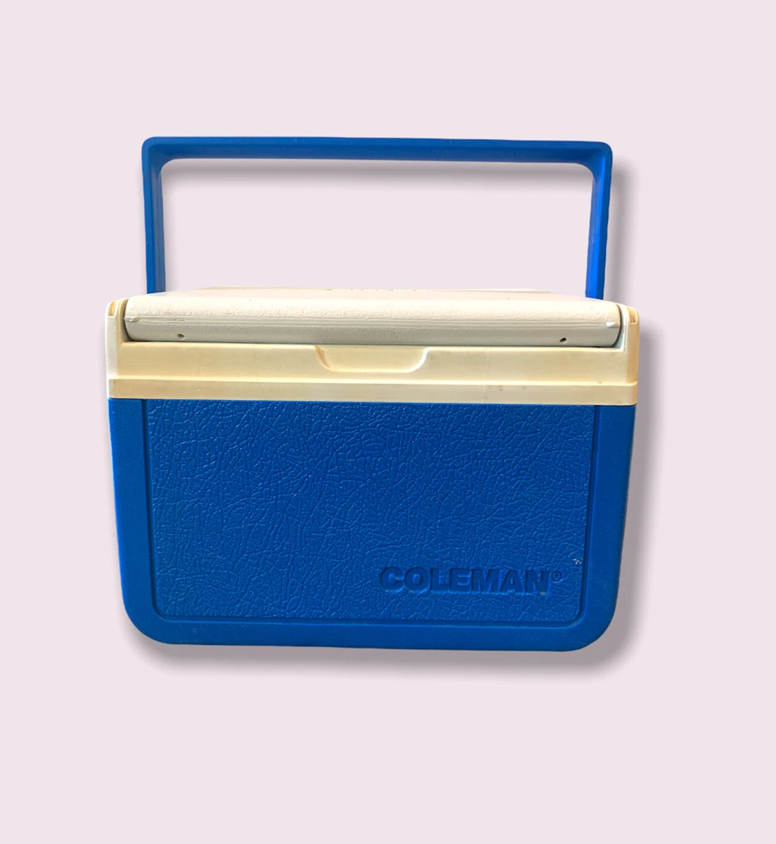 Coleman Lunch Box Personal Cooler Blue White 6 Flip Lid Model 5205 Mini Six Pack