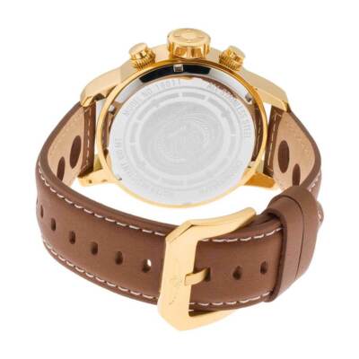 Invicta Men's Watch S1 Rally White and Gold Tone Dial Brown Leather Strap  16011