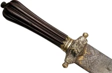 ANTIQUE RARE GOTHIC ENGLISH OR GERMAN HUNTING SWORD, INLAID COPPER CRUSADER MARK