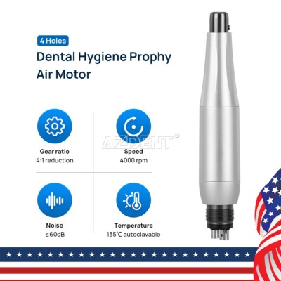 Premium Plus Dental Hygiene Prophy Handpiece Air Motor 4 Hole + 4:1 Nose Cone