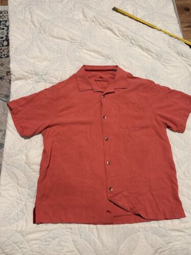 Tommy Bahama Silk Camp Mens Size XL Red Short Sleeve Button Down Shirt - Picture 1 of 9