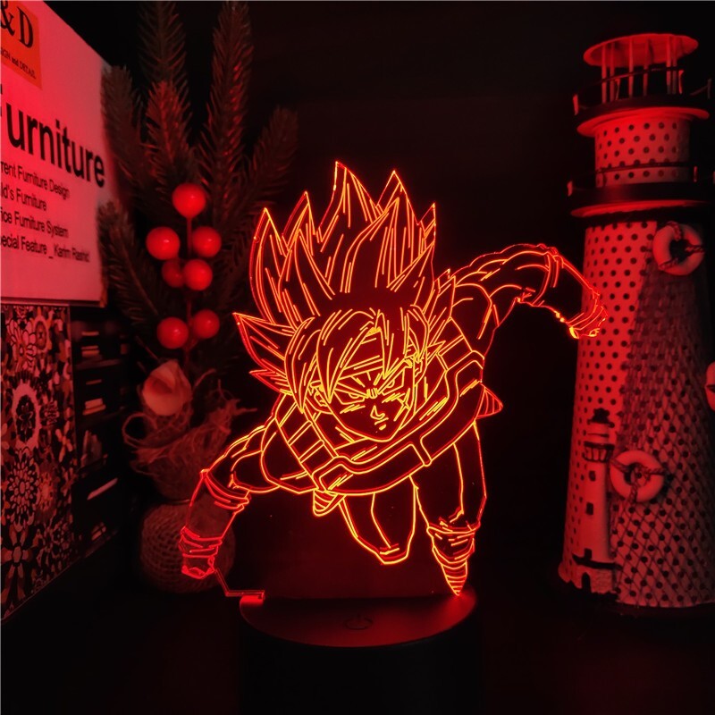 Veilleuse Dragon Ball Bardock Badack Lampe 3D Effet Hologramme Multicolore