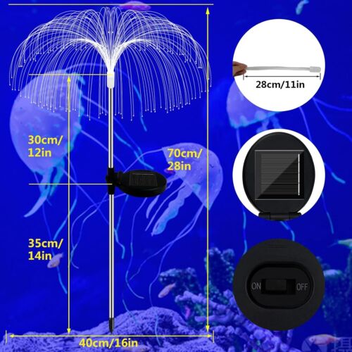7 Colors Jellyfish Solar Lights - 2 Pack Firework Garden Lights, Waterproof Sola - Picture 7 of 8