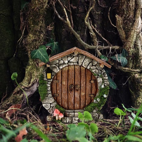 Wooden Fairy Door Decoration Fairytale Ornaments Dwarf Tree Door Decor Party - Picture 25 of 34
