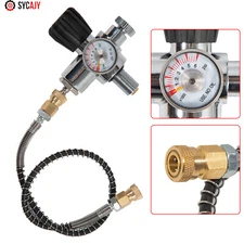 High Pressure PCP Paintball Fill Station Air Tank Valve Regulator + Hose 4500PSI