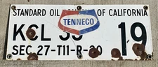 Vintage Standard Oil California Porcelain Lease Sign Tenneco Bullets 996A