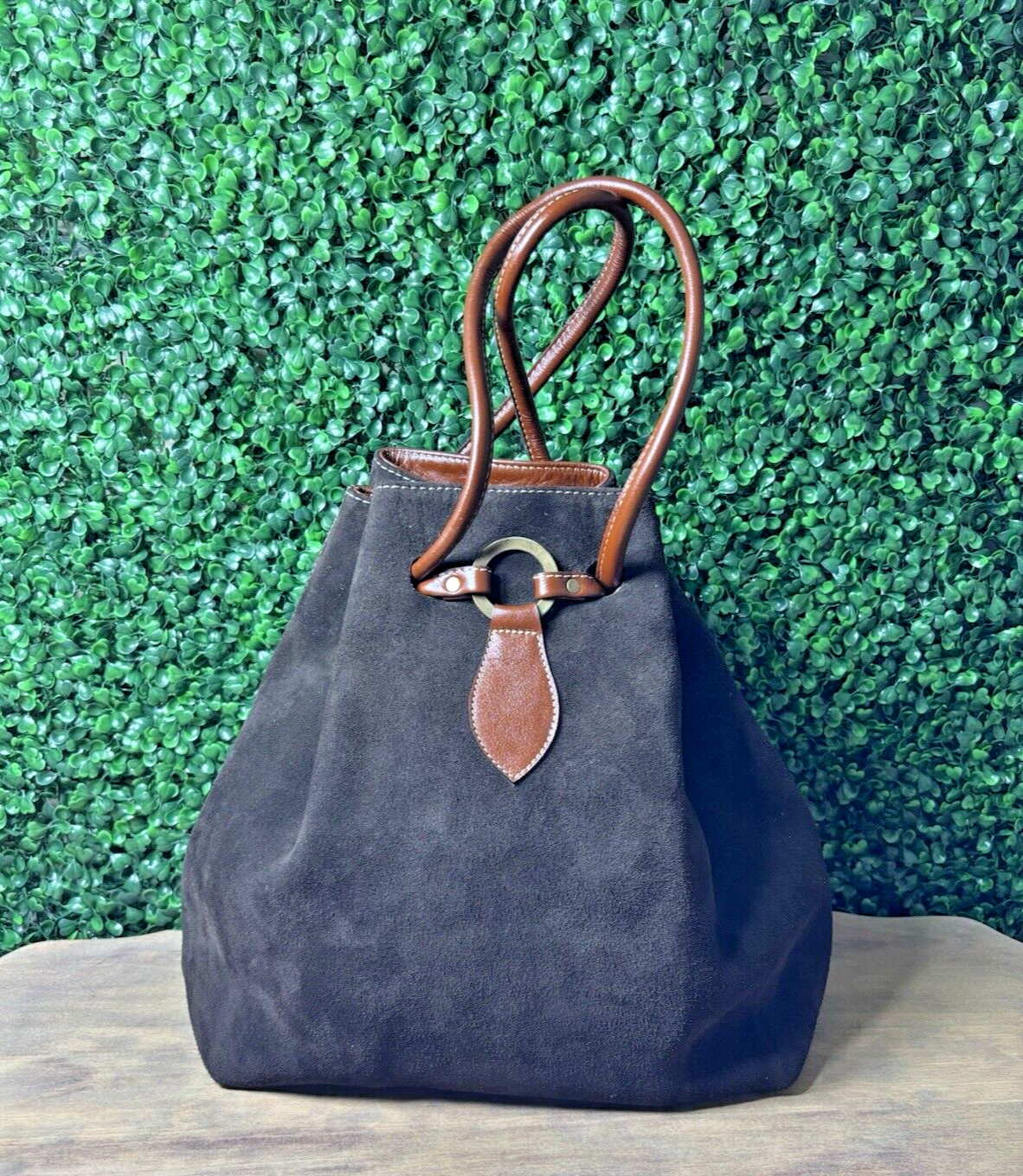 Vintage Emanuell&rsquo;s Efra&iacute;n Brown Leather Drawstring Bucket