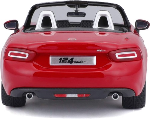 Fiat 124 Spider Rojo Modelo Auto Metal Bburago Colección Escala 1:24 - Imagen 5 de 7