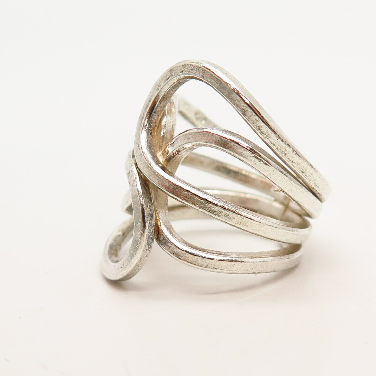 925 Sterling Silver Double Loop Bypass Design Wide Ring | eBay