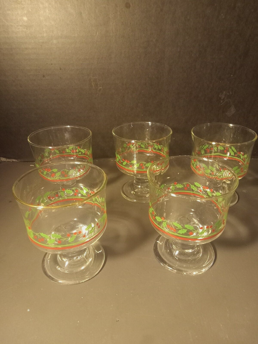 Set of 5 Arbys 8oz Christmas Dessert Goblets