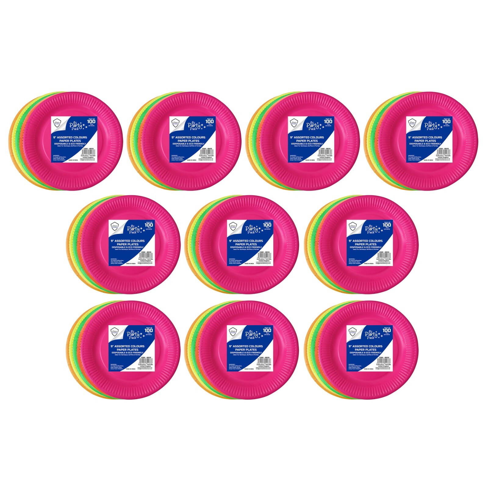 [1000 pcs] 9 inch / 23cm Disposable Round Party Paper Plates Dessert BBQ Plates