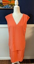 Lauren Ralph Lauren Coral Pink Sleeveless Layered Shift Dress Sz 6 Small S