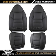 For 2001 Ford F250 F350 Driver Passenger Bottom Top Leather Seat Cover Black