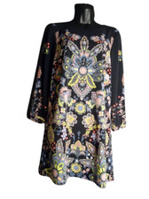 Ann Taylor LOFT Knee Length Black Colorful Floral Print Dress BOHO Chic Size XS