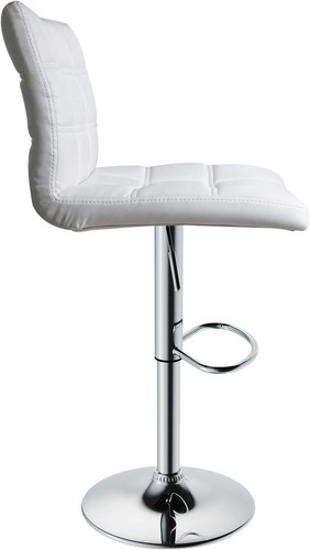 2X Modern Square Back PU Leather Adjustable Height Bar Stools with Chrome Base - Picture 3 of 13