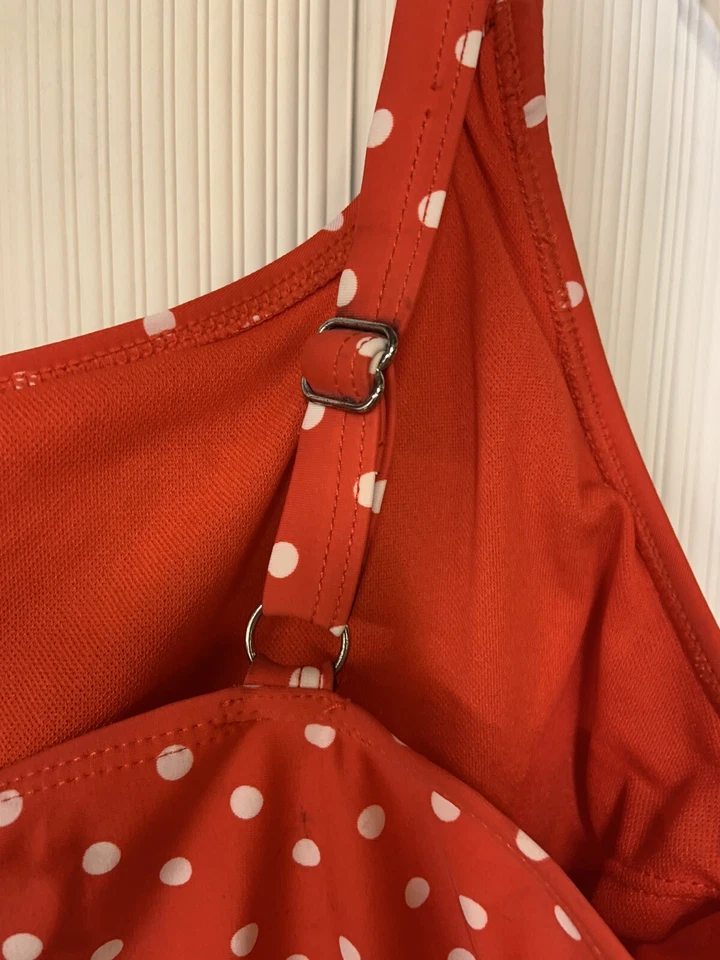 Купальник-танкини Basic Edition 2 Pce, размер 14, красный в горошек, Adj. Ремни, мягкие - Изображение 3 из 4