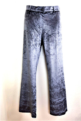 MOSCHINO Velvet Shinny Disco Hip Hop Dress Pants Trouser Wide Legs S M 42 6 7 8