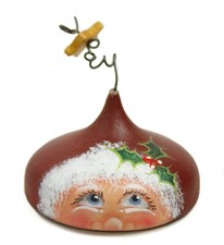 Red Folk Art Painted Mrs. Claus Christmas Ornament Holiday Decoration