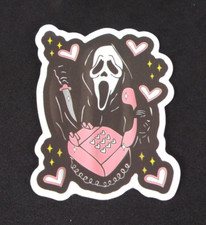 Ghost Face Hearts Dagger  Phone Horror Movie Sticker 2.38" x 2" AM 