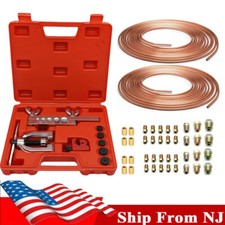 25 Ft Automotive 316 14 Copper Coated Brake Line Kit Flaring Tool Kit