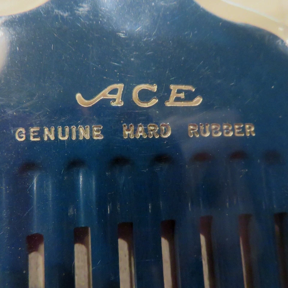 Peine de Bolsillo Vintage Genuino ACE Goma Rizado Pelo Verde Azulado EE. UU. NUEVO Foto 4 de 4