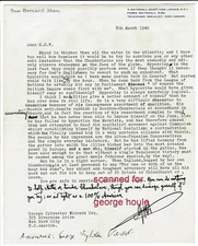 GEORGE BERNARD SHAW - SIGNED - 1940 - G. S. VIERECK  - HITLER - US NEUTRALITY