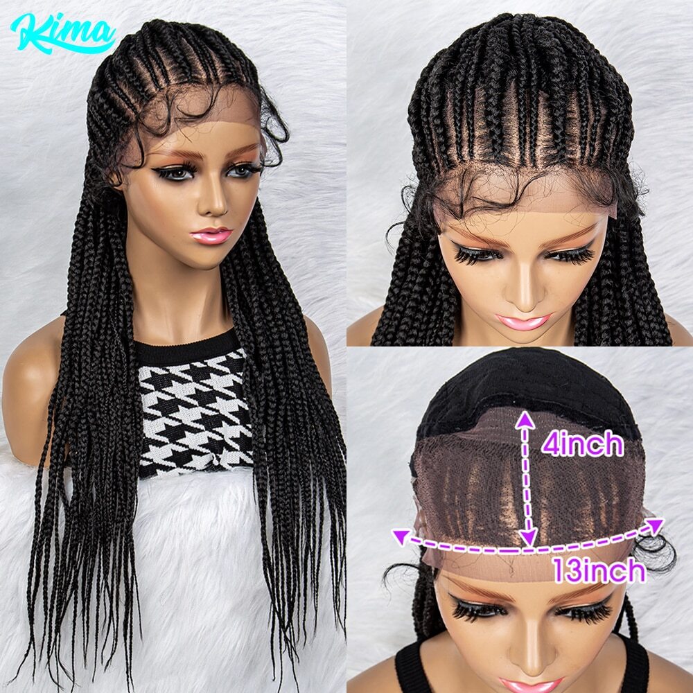 Used Braid lace Front Wig French Braid Wig with Curl Ends, Knotless Box BraidS For  main image 3
