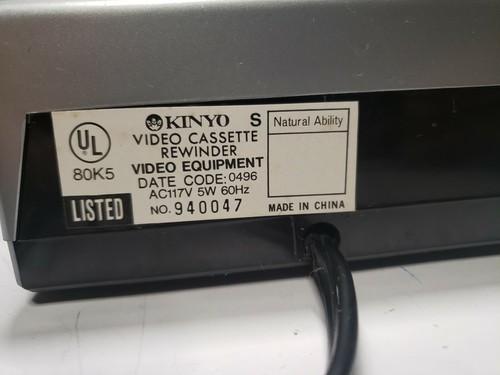 Vintage KINYO Super Slim UV-413 80K5 VHS Video Cassette Tape Rewinder Works! - Picture 6 of 7