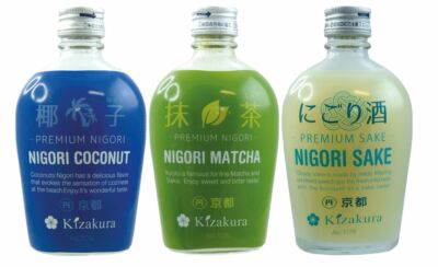 [ 3x 300ml ] 3 Sorten KIZAKURA Nigori Sake (Coconut, Matcha, Classic) alc.10%vol