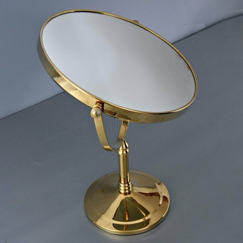 Gold Brass Makeup Mirror Folding Double Standing Vanity Magnifier Mirror - Picture 4 of 7