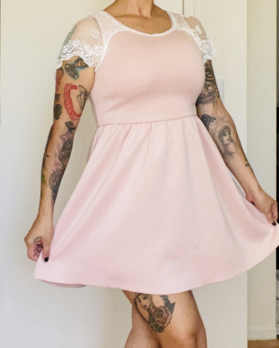 Dusty Rose Pink Bridal Wedding Lace Sleeve Dress Sz L | eBay