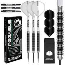 RED DRAGON Pegasus Tungsten Steeltip Darts Set - 23g with Flights, Stems and ...