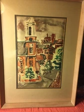 Gene Hutner Watercolor New York Cityscape Early 1950s